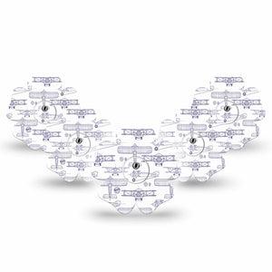 ExpressionMed Airplane Freestyle Libre 3 and Libre 3 Plus Flower Shape Tape 5-Pack Tape and 5-Pack Sticker Small Aircraft Outlines, Plaster CGM Design