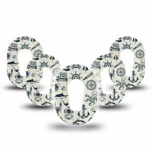 ExpressionMed Nautical Seas Dexcom G6 Mini Tape, 5-Pack Tape Coastal Motifs, Adhesive Tape CGM Design