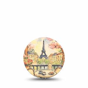 ExpressionMed Café Terrace Freestyle Libre 3 and Libre 3 Plus OverPatch, Single Tape Eiffel tower painting Adhesive Tape for CGM