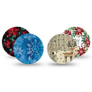 ExpressionMed Winter Woodland Cheer Variety Pack Freestyle Libre 3 and Libre 3 Plus Overpatch, 4-Pack Tape Variety Winter Christmas, Adhesive Patch CGM Design