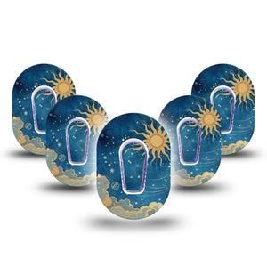 ExpressionMed Mystic Skies Dexcom G6 Mini, 5-Pack Tape and 5-Pack Sticker Otherworldy sky scene Waterproof Sensor Cover for Continuous Glucose Monitor