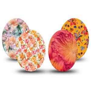 ExpressionMed Ruffle Bloom Medtronic Guardian Enlite Universal Oval, 4-Pack Tape pink orange flowers Best Covers for CGM