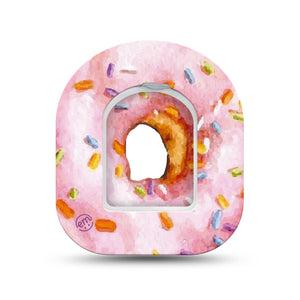 ExpressionMed Donut Sprinkles Omnipod Surface Center Sticker and Mini Tape Sprinkled Pink Donut Vinyl Sticker and Tape Design Pump Design