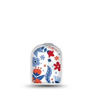 ExpressionMed July Flowers Omnipod Surface Center Sticker Single Sticker July 4th Garden Vinyl Decoration Pump Design