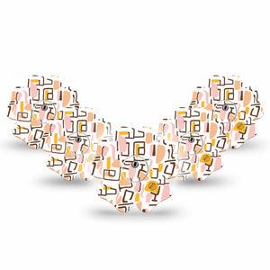 ExpressionMed Squiggles Freestyle Libre 3 and Libre 3 Plus Flower Shape Tape, 5-Pack Tape and 5-Pack Sticker Soft Pastel Geometric, Overlay Tape CGM Design