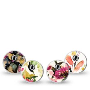 ExpressionMed Blush & Berries Variety Pack Freestyle Libre 3 and Libre 3 Plus Sticker, 4-pack Sticker Variety, Plum Maroon Petals, Decorative Decal CGM Design