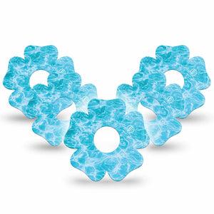 ExpressionMed Sunlit Water Freestyle Libre 3 and Libre 3 Plus Flower, 5-Pack Rippling blue water Sensor Cover for Continuous Glucose Monitor