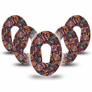 ExpressionMed Ornate Floral Dexcom G6 Tape 5-Pack Tape Paisley Inspired Floral Pattern, Plaster CGM Design