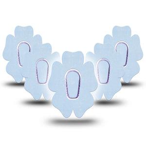 ExpressionMed Light Wash Jeans Dexcom G6 Flower Shape Tape, 5-Pack Tape and 5-Pack Sticker Pantone 2707 U, Adhesive Patch Continuous Glucose Monitor Design