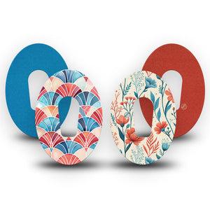 ExpressionMed Teal Rouge Dexcom G6, 4-Pack Tape teal botanical design Decorative Adhesive Tape for CGM