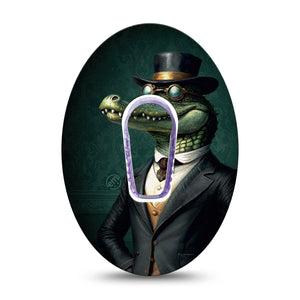 ExpressionMed Dapper Alligator Dexcom G6 Sticker and Tape,  Silly Well-Dressed Alligator, Vinyl Sticker and Tape Design CGM Design