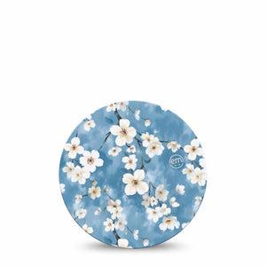 ExpressionMed Cherry Blossom Dexcom G7 Overpatch, Dexcom Stelo Glucose Biosensor System, Single Tape Sky Blue White Flowers, Overlay Tape CGM Design