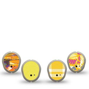 ExpressionMed Sunlit Yellow Dexcom G7 and Dexcom Stelo Glucose Biosensor System Sticker, 4-Pack Sticker warm yellow aesthetic Sensor Cover for Continuous Glucose Monitor
