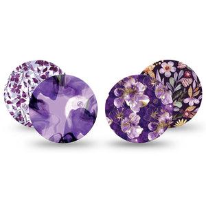 ExpressionMed Moody Plum Dexcom G7 and Dexcom Stelo Glucose Biosensor System OverPatch, 4-Pack Tape Royal purple petals Overlay Tape for CGM