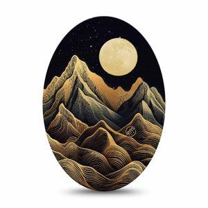 ExpressionMed Black Mountain Medtronic Guardian Enlite Universal Oval, Single Tape Line-Art Desert Mountains, Plaster CGM Design