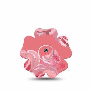 ExpressionMed Blush Rose Freestyle Libre 3 and Libre 3 Plus Flower Shape Tape Single Tape and Single Sticker Silky Petals Overlay Tape CGM Design
