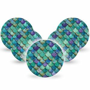 ExpressionMed Mermaid Scales Dexcom G7 and Dexcom Stelo Glucose Biosensor System OverPatch, 5-Pack iridescent scale design Patch for Continuous Glucose Monitor