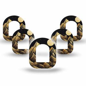 ExpressionMed Black Mountain Omnipod Mini Tape, 5-Pack Tape Line Art Nature Scene, Adhesive Tape Pump Design