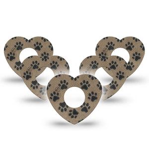 ExpressionMed Fuzzy Pawprints Infusion Heart, 10-Pack Fuzzy black paws Adhesive Tape For Pump