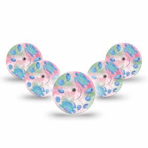 ExpressionMed Turtley One-derful Freestyle Libre 3 and Libre 3 Plus, 5-Pack Tape and 5-Pack Sticker Girly beachy motifs Sensor Cover for CGM