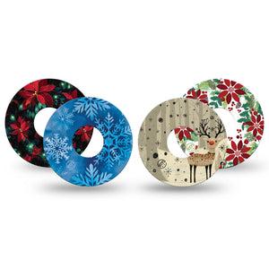 ExpressionMed Winter Woodland Cheer Variety Pack Freestyle Libre 3 and Libre 3 Plus Tape, 4-Pack Tape Variety Winter Christmas, Adhesive Tape Continuous Glucose Monitor Design