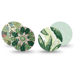 ExpressionMed Tropical Greens Freestyle Libre, Libre 2 Plus, and Abbott Lingo, tape and sticker  green foliage pattern Adhesive Tape for CGM