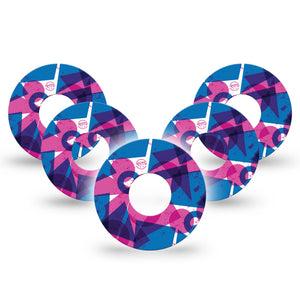 ExpressionMed Violet Vortex Infusion Set Tape 10-Pack Tape Purple Blue Basic Shape Print, Overlay Patch Continuous Glucose Monitor Design