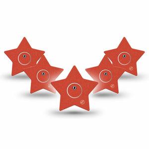 ExpressionMed Cherry Red Freestyle Libre 3 and Libre 3 Plus Star Shape Tape, 5-Pack Tape and 5-Pack Sticker Tomato Red Shade, Patch CGM Design