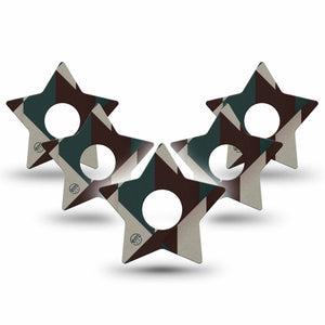 ExpressionMed Timberline  Freestyle Libre 3 and Libre 3 Plus Star, 5-Pack Textile triangles Decorative Patch for Continuous Glucose Monitor