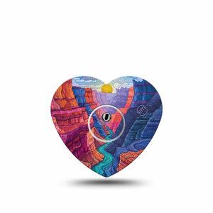 ExpressionMed Grand Canyon Freestyle Libre 3 and Libre 3 Plus Heart, Single Tape and Single Sticker rugged landscape pattern Patch for CGM