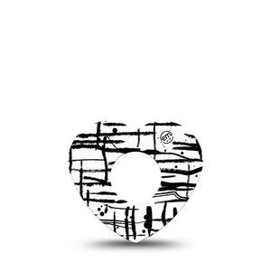 ExpressionMed B&W Drip Infusion Set Heart Shape Tape 5-Pack Tape Drip Art, Adhesive Tape Continuous Glucose Monitor Design