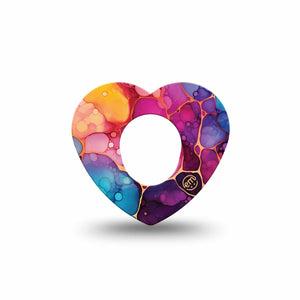 ExpressionMed Rainbow Ink Dexcom G7 and Dexcom Stelo Glucose Biosensor System Heart, Single Tape Color wash design Decorative Patch for CGM