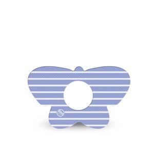 ExpressionMed Blue Stripes Infusion Butterfly, 5-Pack Light blue and white stripes Vinyl Decoration For Insulin Pump