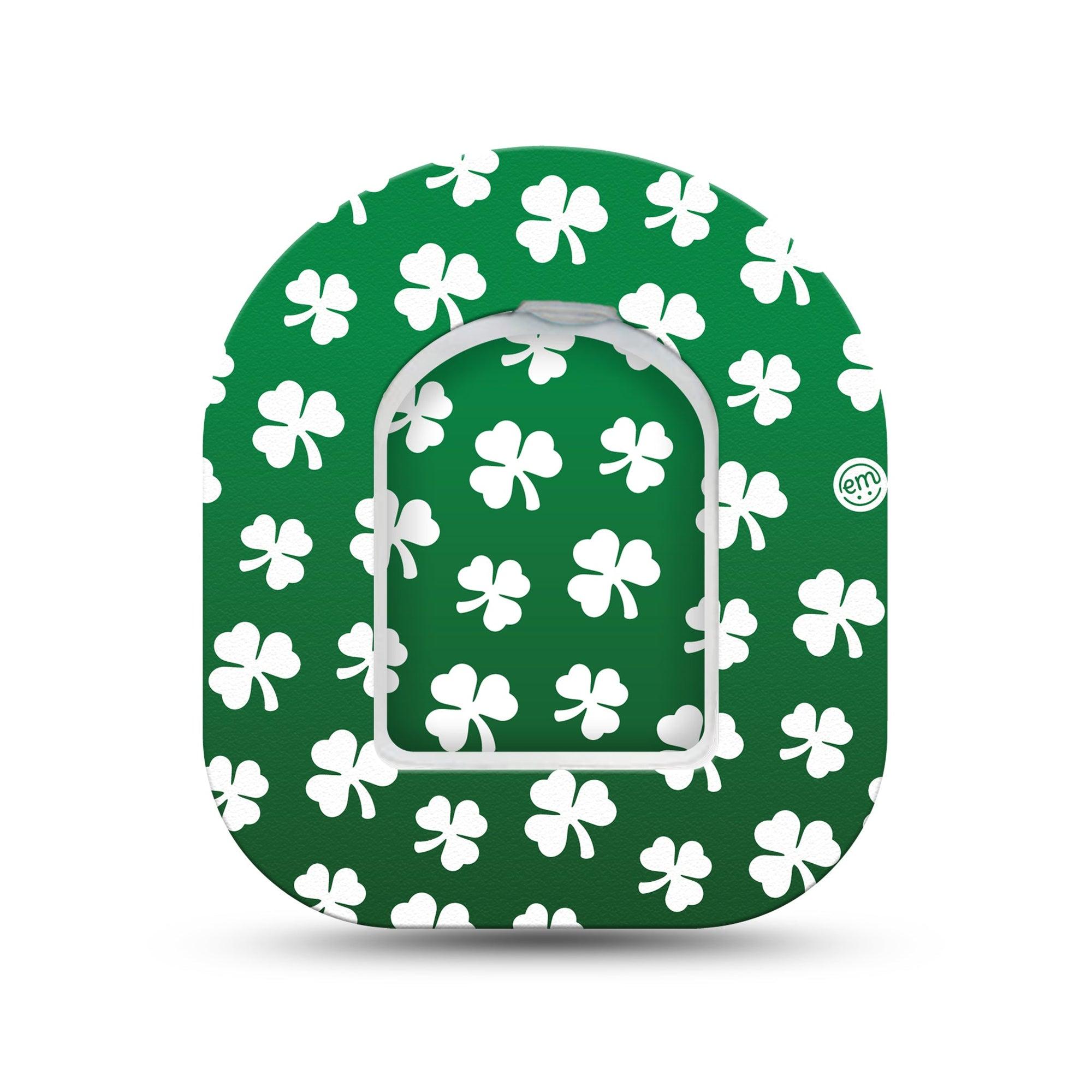 ExpressionMed Shamrock Omnipod Surface Center Sticker and Mini Tape Lucky Emblem Vinyl Sticker and Tape Design Pump Design