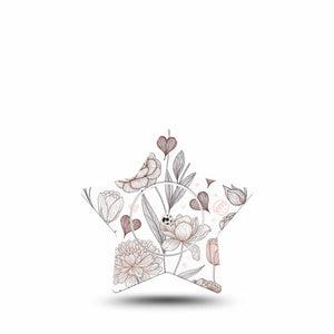 ExpressionMed Minimalist Botanical Freestyle Libre, Libre 2 Plus, and Abbott Lingo Star, Single Tape and Single Sticker Neutral botanical design Patch for CGM
