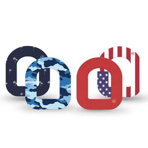ExpressionMed USA Basics Omnipod Mini, 4-Pack Tape red white blue palette Adhesive Tape For Insulin Pump