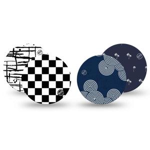 ExpressionMed Simply Patterned Variety Pack Freestyle Libre 3 and Libre 3 Plus Overpatch, 4-Pack Tape Variety, Art Inspired, Adhesive Patch CGM Design
