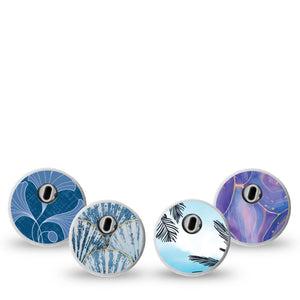 ExpressionMed Seaside Breeze Variety Pack Freestyle Libre 3 Sticker, 4-Pack Sticker Variety Seashells and Gem Stone Inspired, Decorative Decal CGM Design