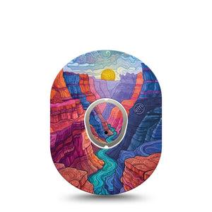 ExpressionMed Grand Canyon Dexcom G7 and Dexcom Stelo Glucose Biosensor System, Single Tape and Single Sticker canyon inspired print Overlay Patch for CGM