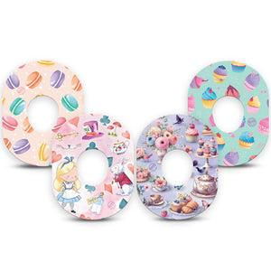 ExpressionMed Mad Hatter's Delight Variety Pack Dexcom G7 Tape, Dexcom Stelo Glucose Biosensor System, 4-Pack Tape Variety Cartoon Inspired Tea Party, Overlay Tape CGM Design