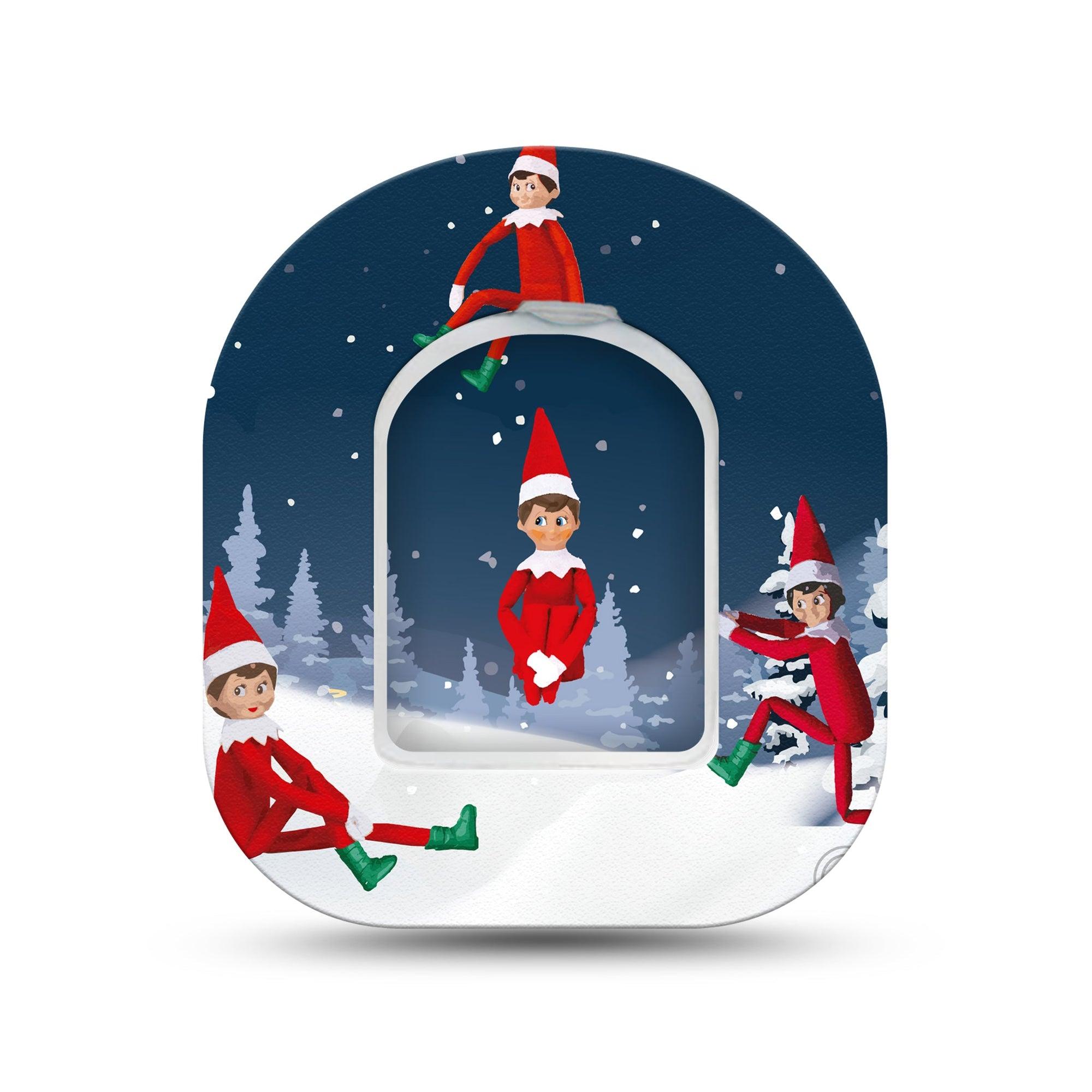 ExpressionMed Mischievous Elves Omnipod Surface Center Sticker and Mini Tape Holiday Elves Vinyl Sticker and Tape Design Pump Design