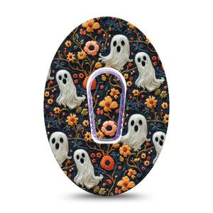 ExpressionMed Embroidered Ghost Dexcom G6 Sticker and Tape  Textile Ghosts Inspired, Vinyl Sticker and Tape Design CGM Design