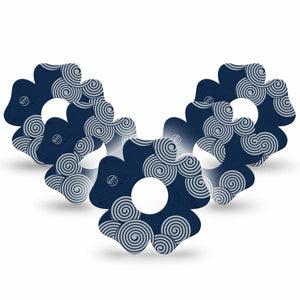 ExpressionMed Blue Swirls Freestyle Libre 3 and Libre 3 Plus Flower Shape Tape 5-Pack Tape Tight Swirls, Plaster CGM Design