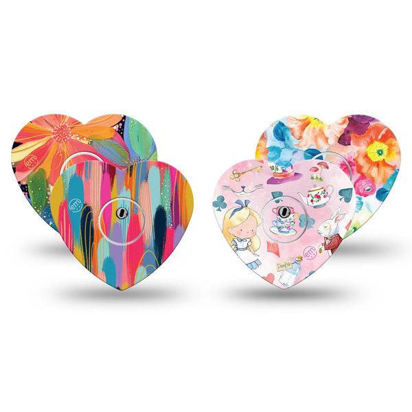 ExpressionMed Soft-Tone Freestyle Libre 3 and Libre 3 Plus Heart, tape and sticker gentle color palette Patch for CGM