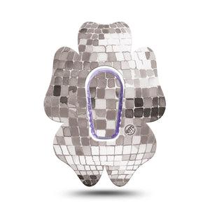 ExpressionMed Mirror Ball Dexcom G6 Flower, Single Tape and Single Sticker Silver gray ball Adhesive Tape for CGM