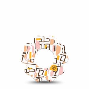 ExpressionMed Squiggles Freestyle Libre 2 and Libre 2 Plus Flower Shape Tape, Abbott Lingo, Single Tape Soft Pastel Geometric, Plaster CGM Design