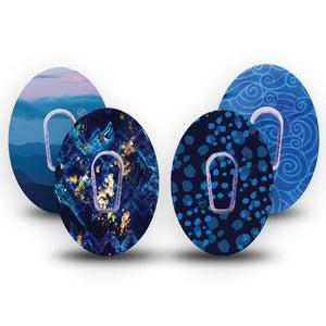 ExpressionMed Deep Currents Variety Pack Dexcom G6 Sticker and Tape  Deep Fall Blue, Vinyl Sticker and Tape Design CGM Design