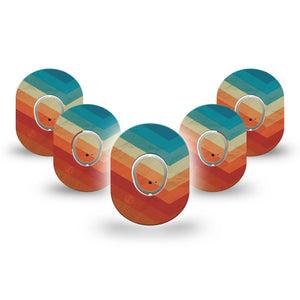 ExpressionMed Retro Winter Coat Dexcom G7 Mini Tape, Dexcom Stelo Glucose Biosensor System, 5-Pack Tape and 5-Pack Sticker Rainbow Geometrics, Patch Continuous Glucose Monitor Design