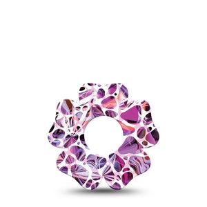 ExpressionMed Purple Pebbles Infusion Set Flower Shape Tape 5-Pack Tape Glossy Rocks, Plaster Continuous Glucose Monitor Design