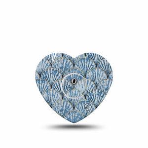 ExpressionMed Seashells Freestyle Libre 3 and Libre 3 Plus Heart Shape Tape, Single Tape and Single Sticker Sea Shell Pattern, Patch CGM Design